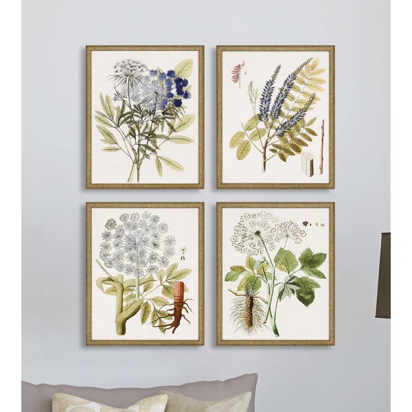 Lacy Leaves Framed On Paper 4 Pieces Print | Wayfair North America