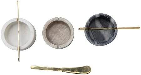 Marble Set Pinch Pot Bowls for Salt, Pepper, and Seasoning with 3 Metal Knives | Amazon (US)