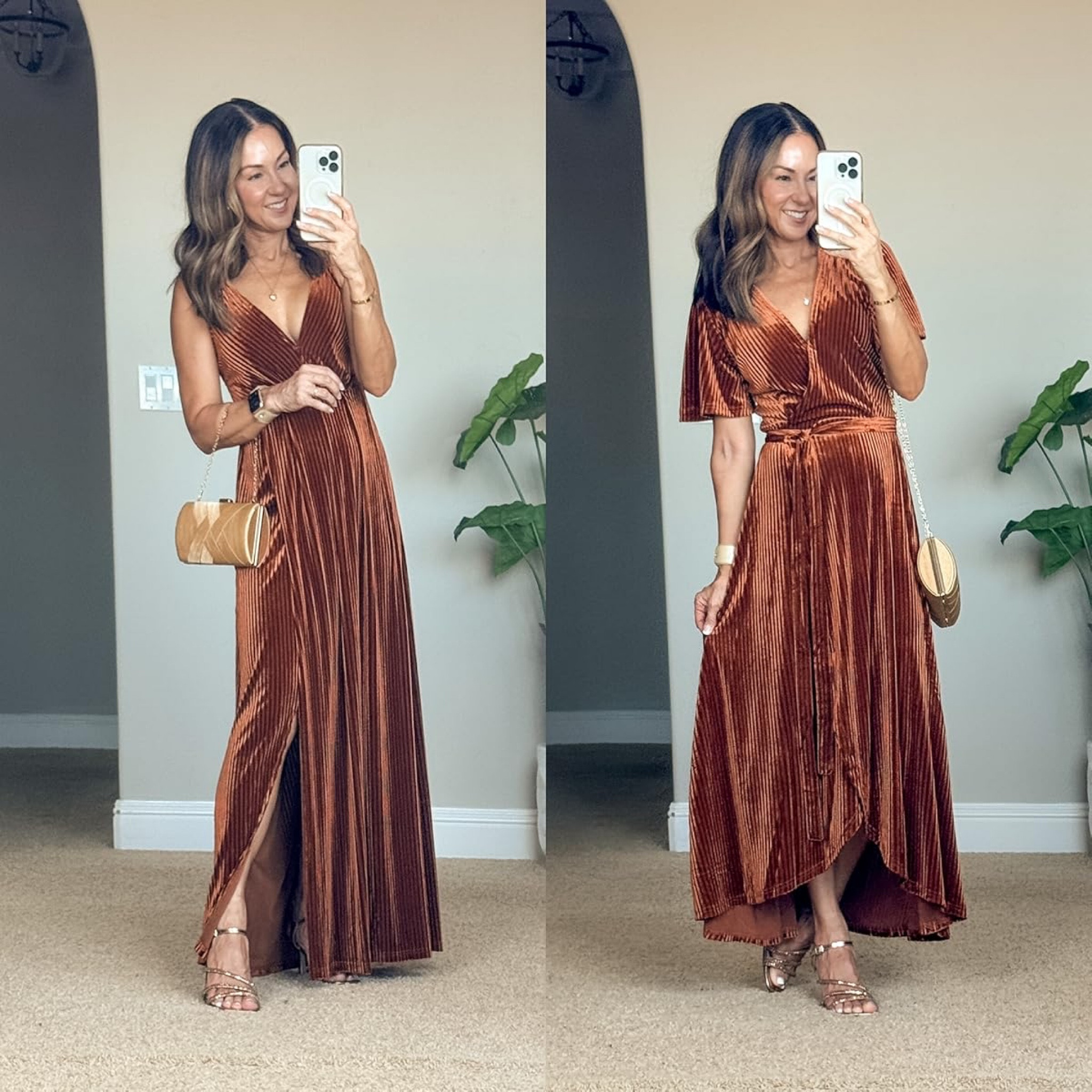 Fall Wedding Guest Dress 

I am wearing size 0 velvet short sleeve dress in the color burnt orange - TTS! 

Fall wedding  wedding guest outfit  long dress  maxi dress  women’s fashion  petite  petite friendly  EverydayHolly  

#LTKSeasonal #LTKStyleTip #LTKWedding
