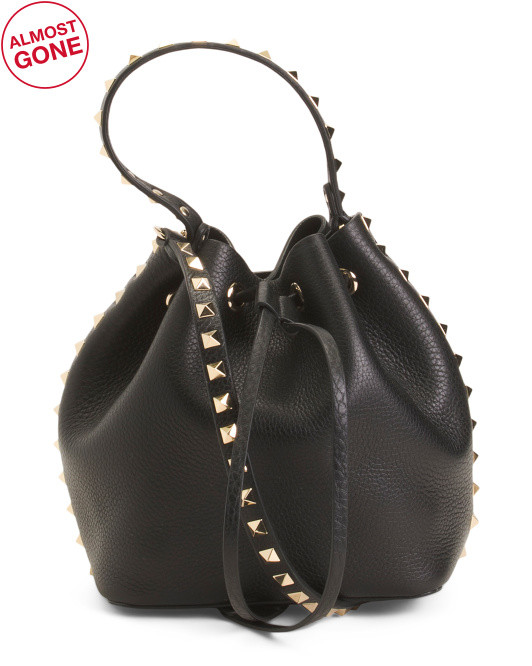 Made In Italy Leather Bucket Crossbody With Top Handle | TJ Maxx