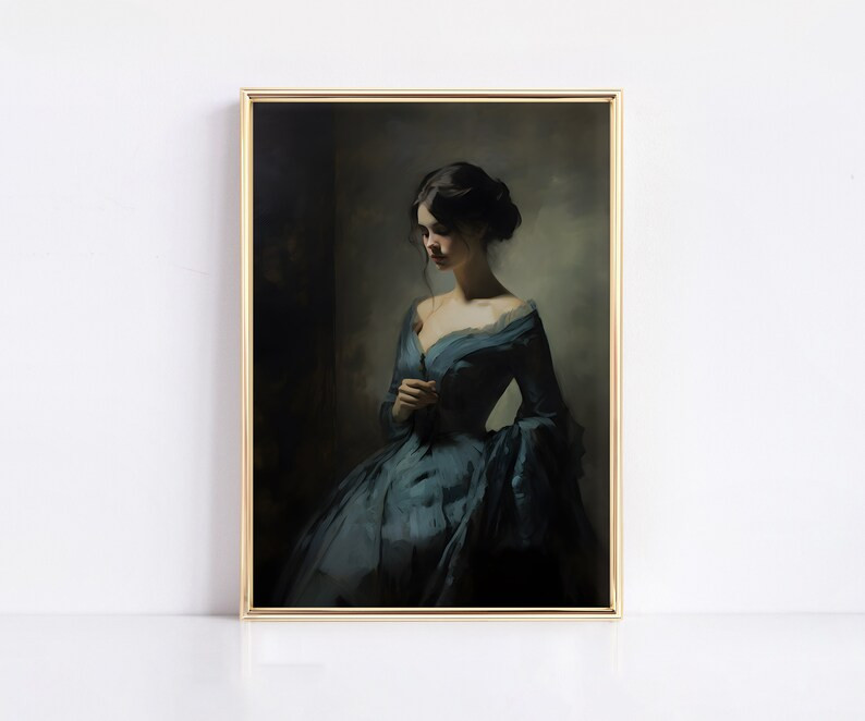 Vintage Woman Painting Printable Dark Academia Decor Vintage Halloween Dark Cottagecore Art Dark ... | Etsy (US)
