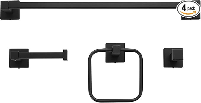 Globe Electric 65561 4-Piece Bathroom Hardware Accessory Kit, Matte Brass, Towel Bar, Towel Ring,... | Amazon (US)