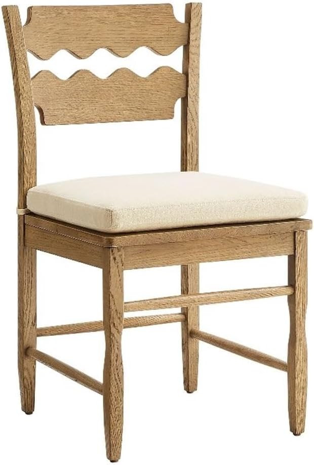 Modway Jax Vintage Inspired Oak Wood Dining Chair with Wavy Razor Back in Weathered Oak Linen - A... | Amazon (US)