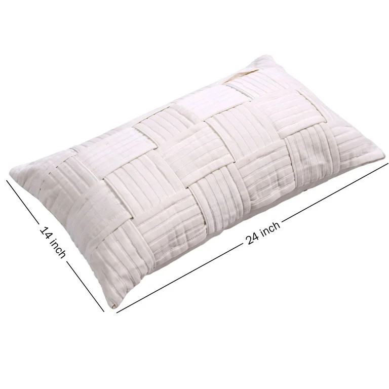 Better Homes & Gardens 14" x 24" White Basket Polyester Decorative Pillow | Walmart (US)