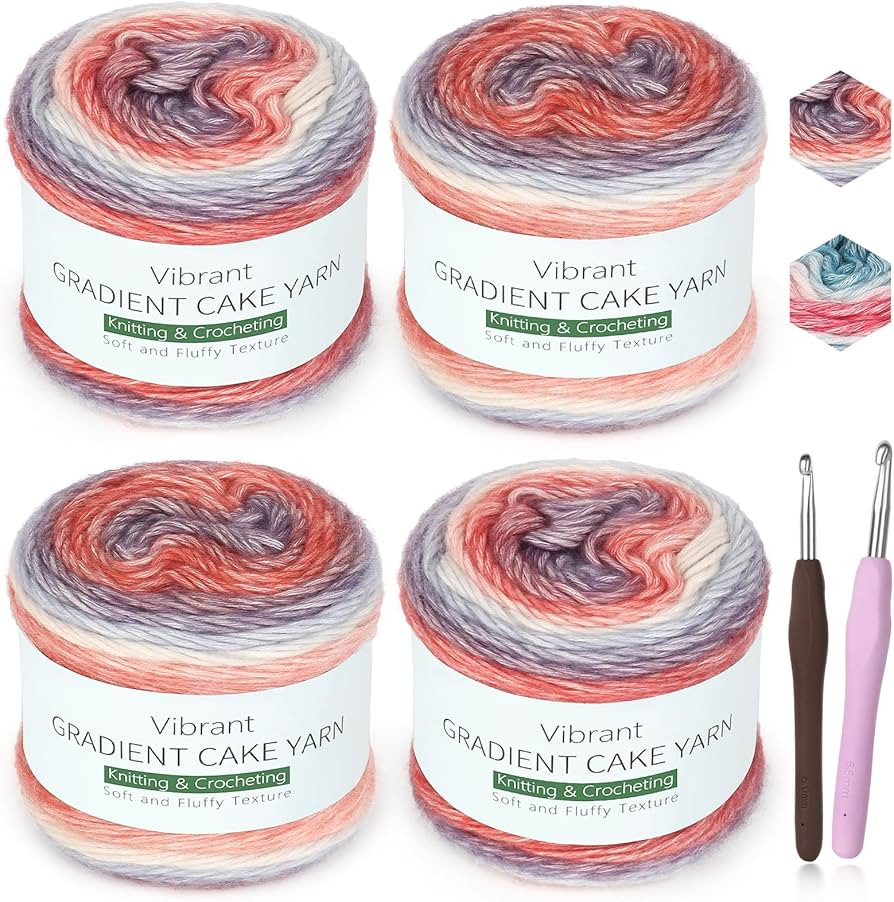 Katech Ombré Yarn for Crocheting-Gradient Cake Yarn-4x100g 60% Cotton 30% Acrylic 11% Wool-Multi... | Amazon (US)