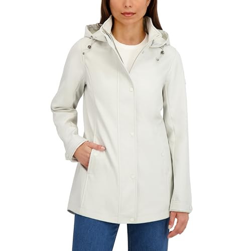 HFX Women's Softshell Jacket – Water-Resistant, Wind-Resistant Fleece Lined Transitional Jacket, Hi-Low Hem, Pebble, Medium | Amazon (US)