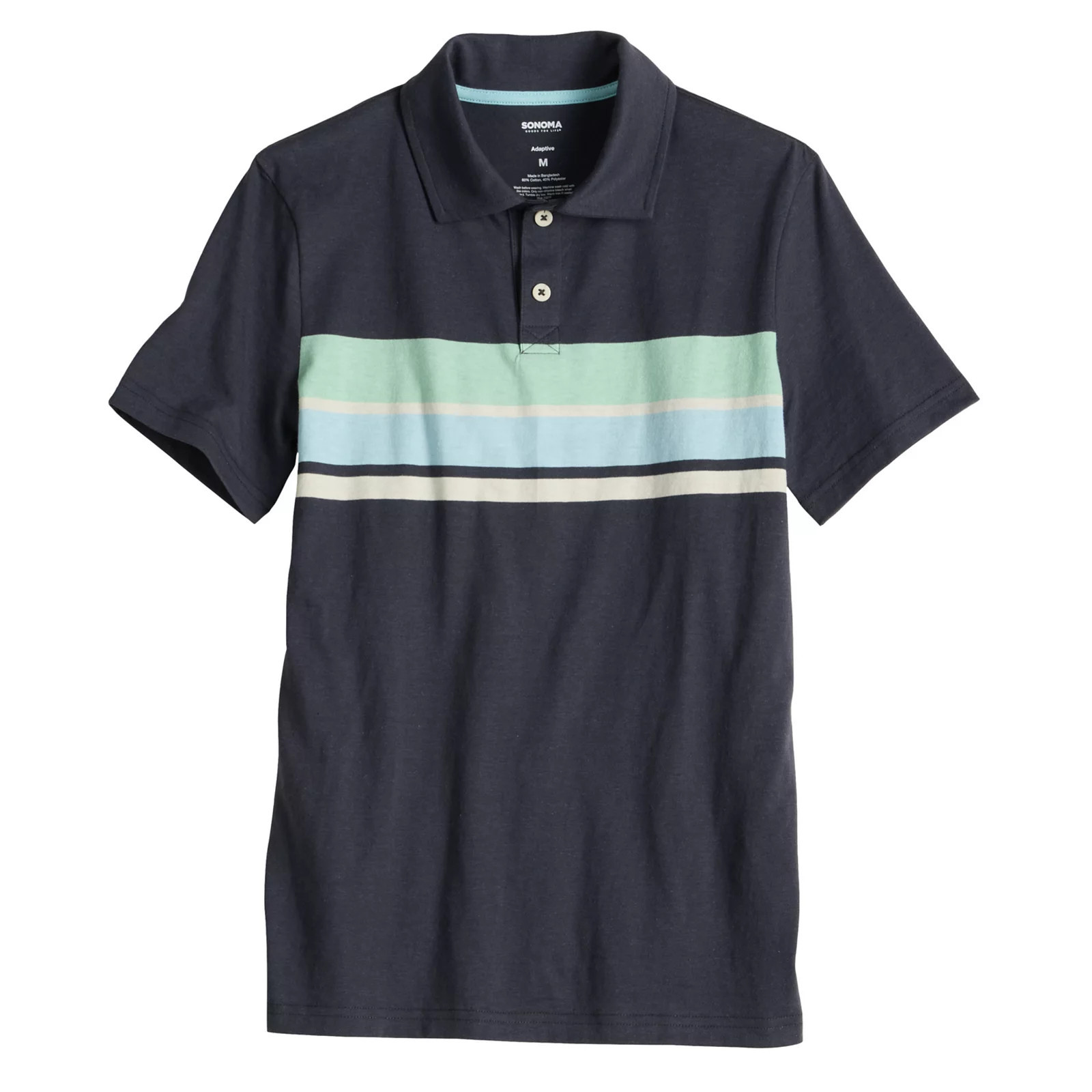 Boys 8-20 Sonoma Goods For Life® Adaptive Easy Dressing Polo Tee, Boy's, Size: Medium, Grey Stripe | Kohl's