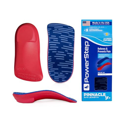 PowerStep Pinnacle Junior 3/4 Insoles, Children's Foot Pain Relief, Arch Support for Girls and Boys, Unisex, Supports Alignment, Posture & Balance in Kids, Made in The USA (Toddler 8.5-9.5) | Amazon (US)