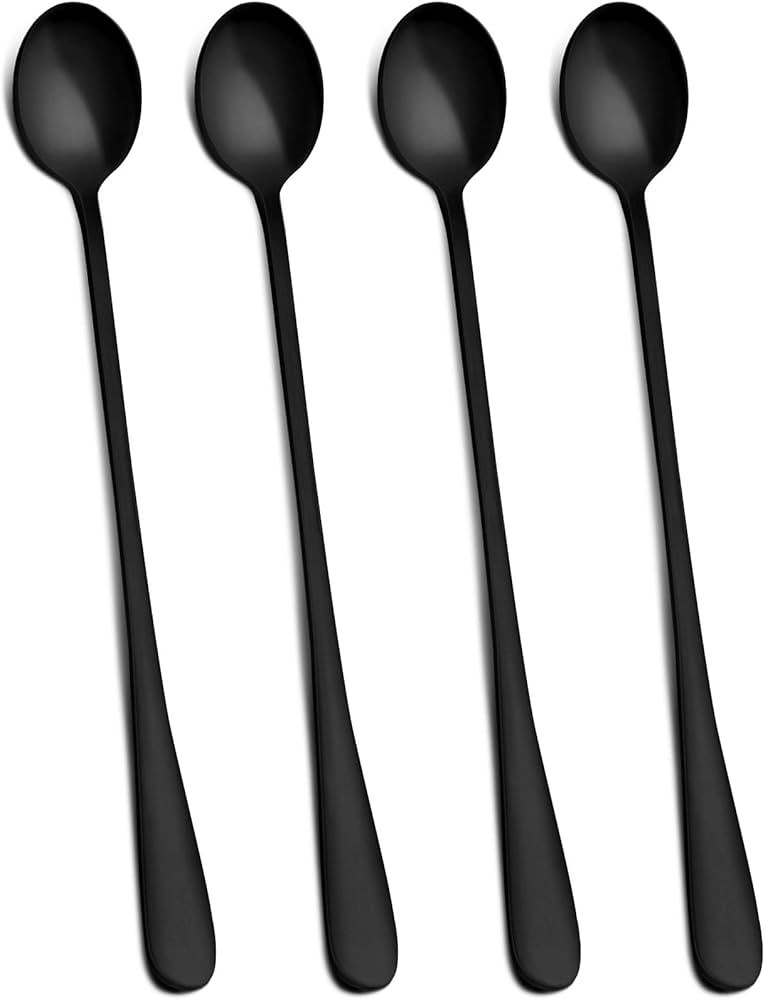 Hiware Matte Black 9-Inch Long Handle Iced Tea Spoon, Coffee Spoon, Ice Cream Spoon, Stainless St... | Amazon (US)