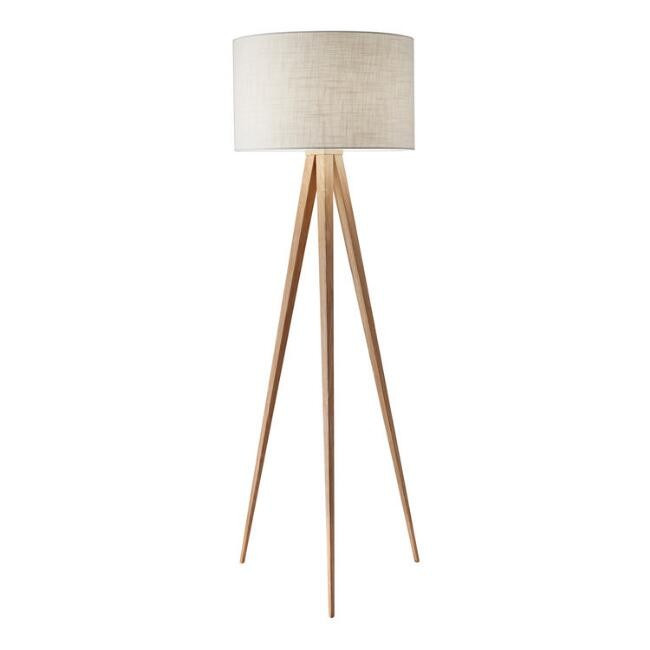 Lynnette Oak Wood Tripod Floor Lamp | World Market