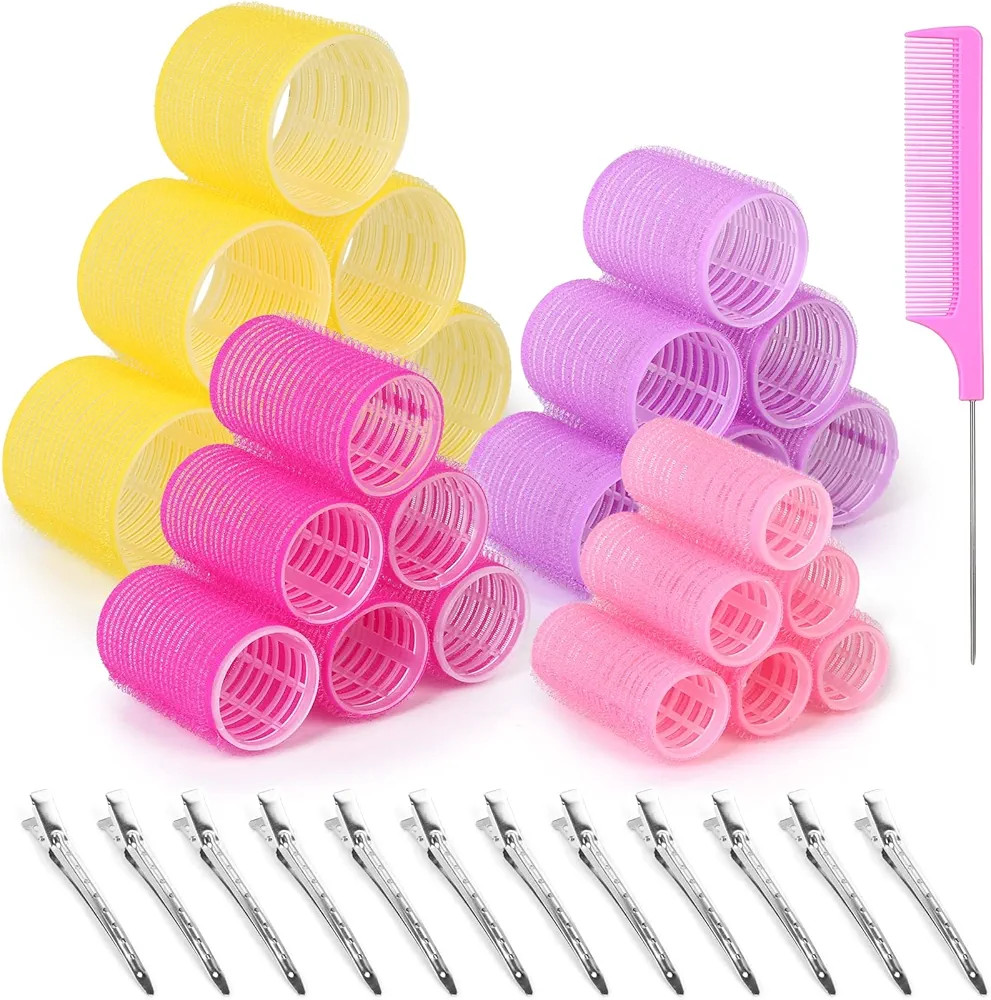 Self Grip Hair Rollers Curlers Set 36Pcs, Hair Roller Sets 4 Sizes (Jumbo, Large, Medium, Small) ... | Amazon (US)