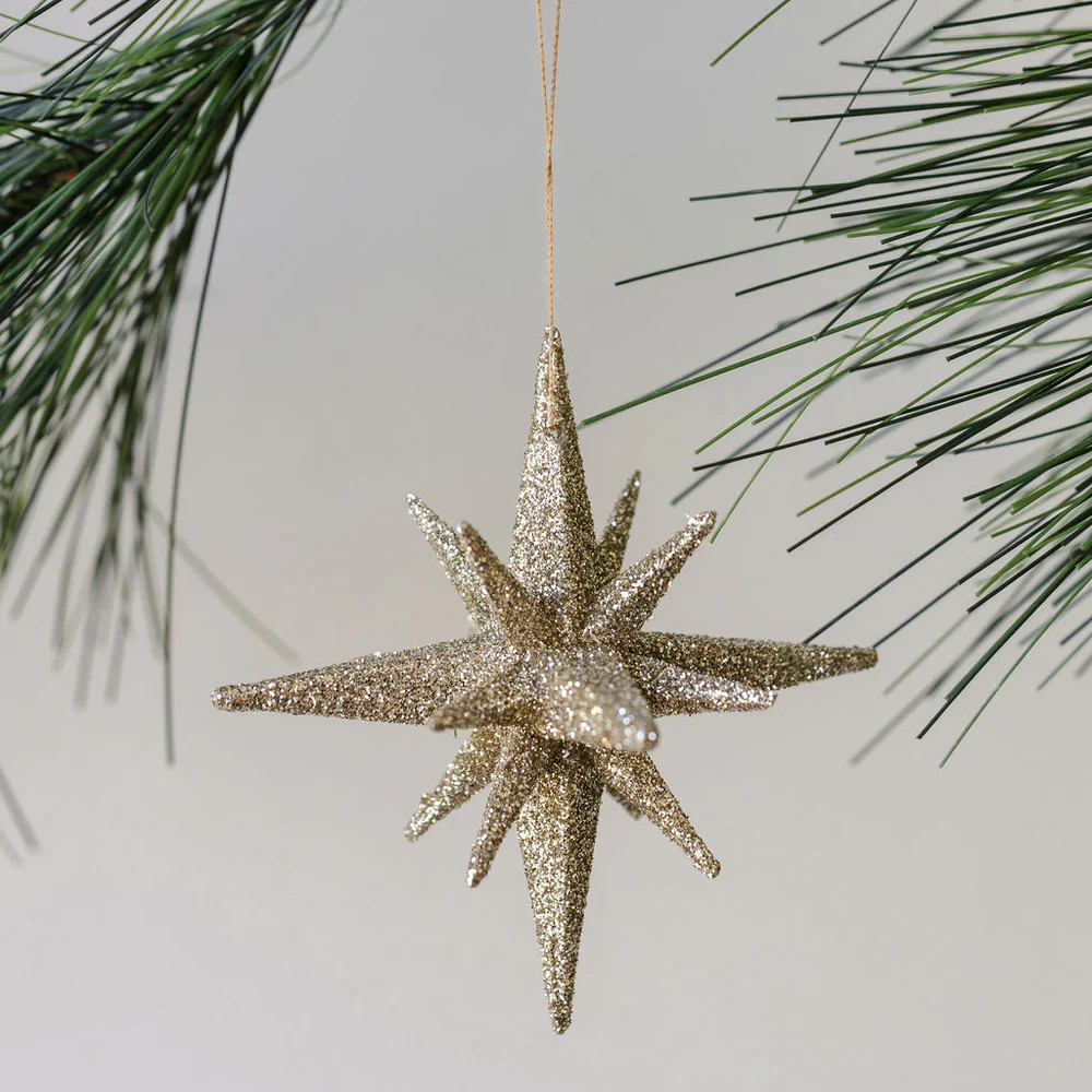 2.75" Gold Glitter Starburst Ornament | CG Hunter