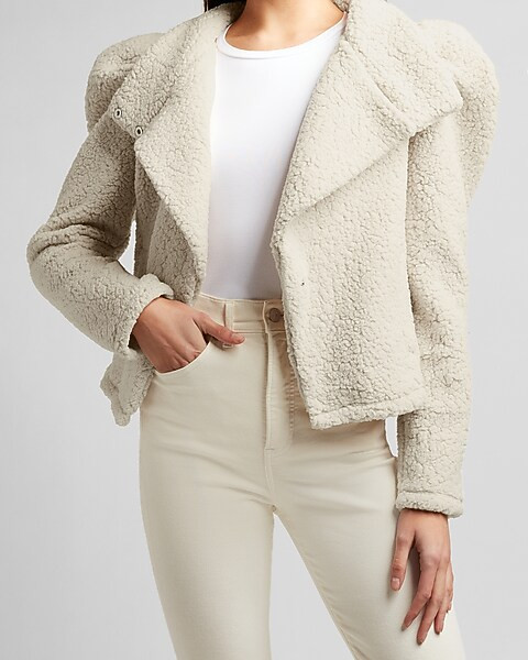 Cozy Puff Sleeve Sherpa Jacket | Express