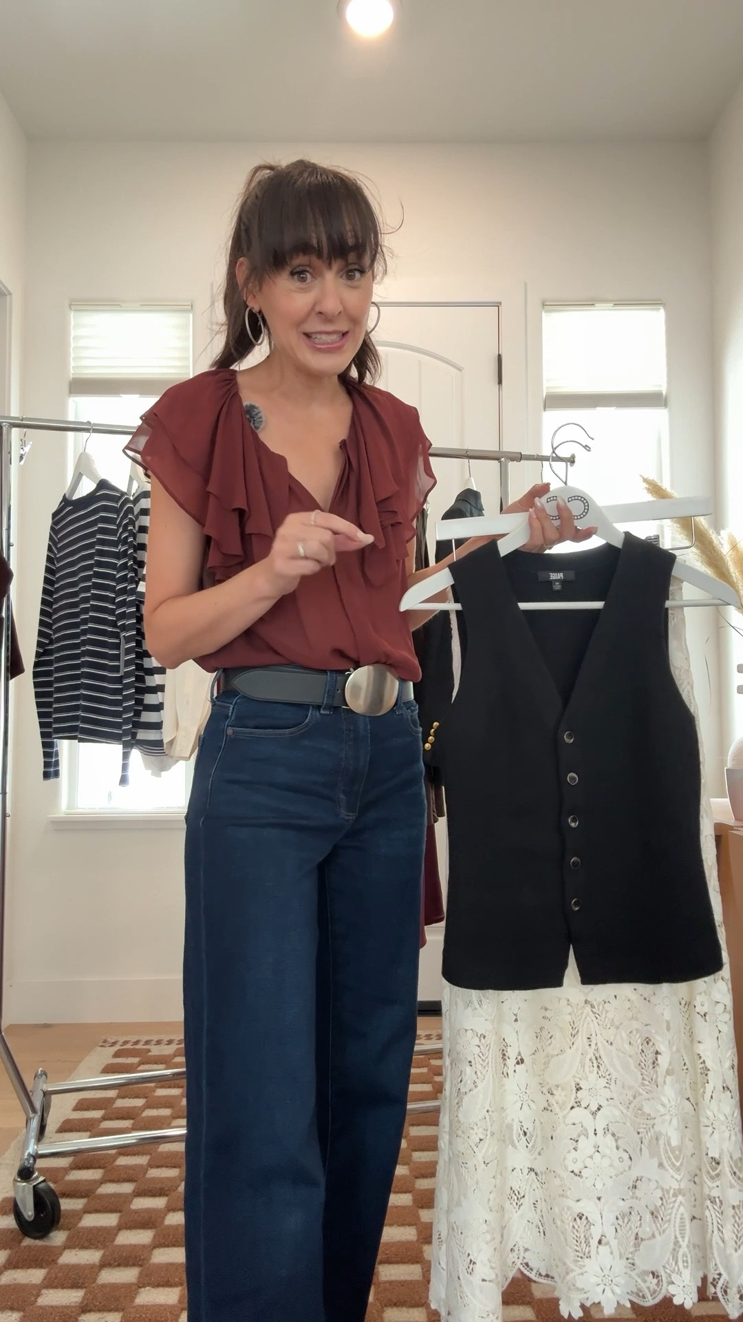 25% off discount automatically applied at checkout.

Get my favorite jeans, this beautiful blouse that you can start wearing right now and this knit vest that looks good like a top too!

#closetessentials