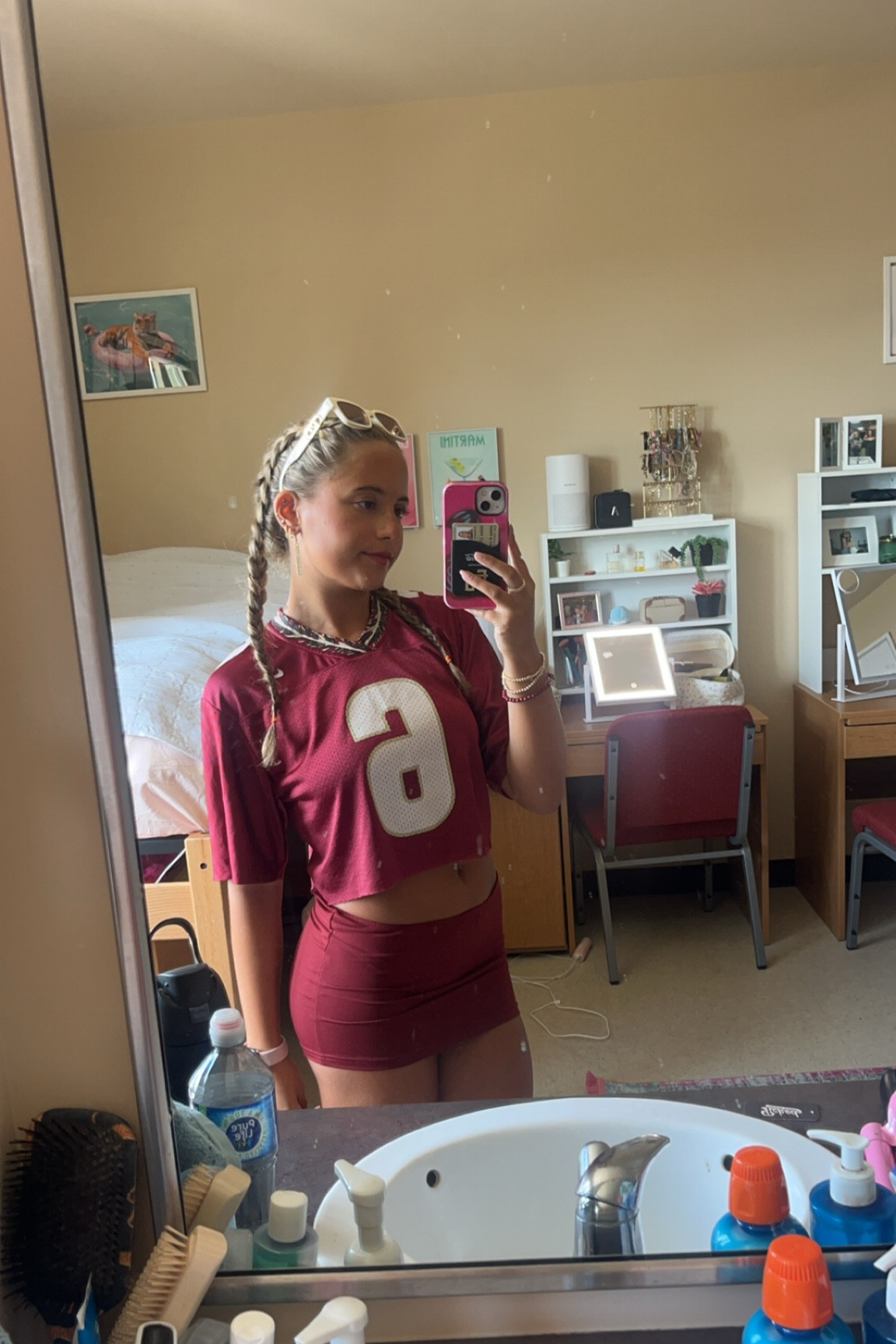 FSU GAMEDAY!! Tailgate outfit, mini skirt, jersey football, cropped jersey, garnet and gold, white sunglasses, florida state seminoles #gameday #fsu #football 

#LTKSeasonal #LTKStyleTip #LTKFindsUnder100