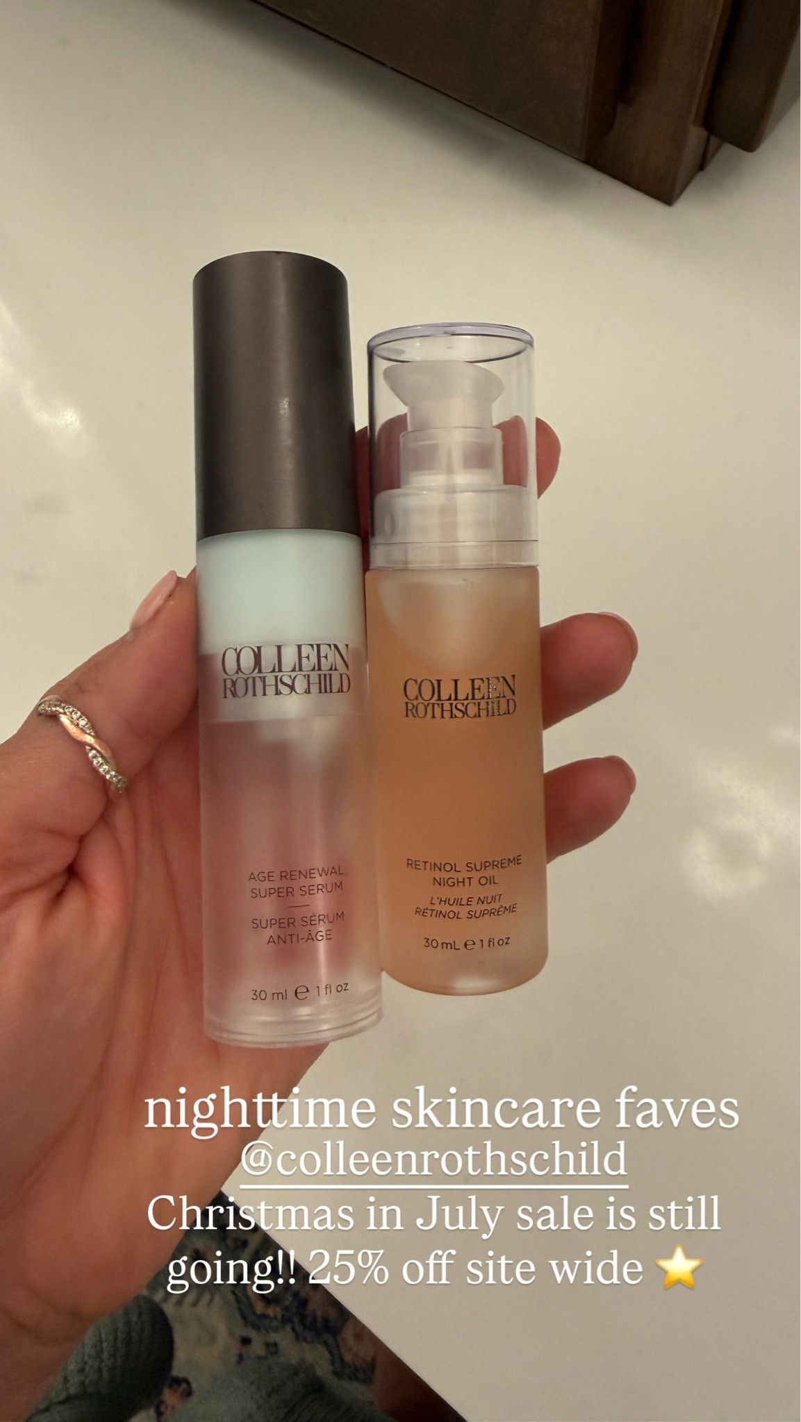 Nighttime skincare favorites 👏🏻👏🏻 @colleenrothschild Christmas in July sale is still going!! 25% off site wide ⭐️