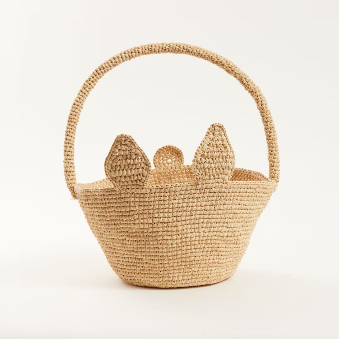 Bunny Hop Easter Basket, Handwoven Raffia Handbasket, Handmade Spring Gift - Etsy | Etsy (US)