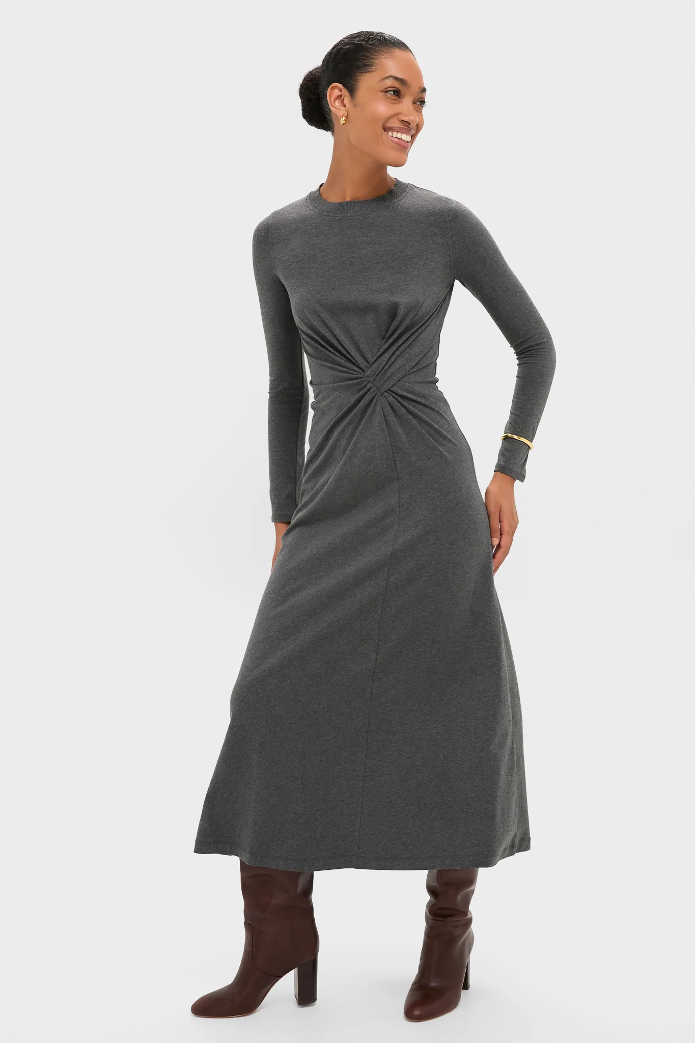 Heathered Charcoal Long Sleeve Volta Dress | Tuckernuck (US)