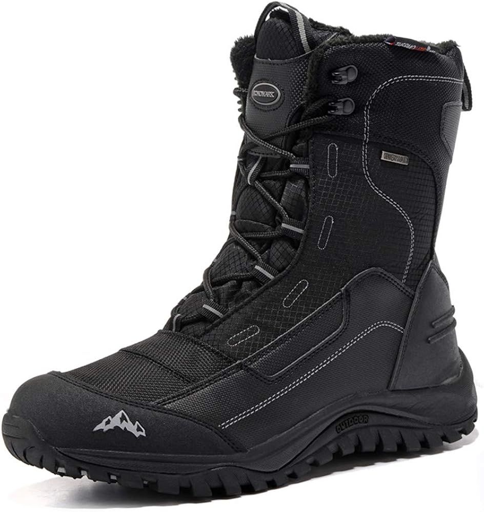 ROCKMARK Men's Winter Snow Boots Outdoor Warm Mid Calf Waterproof Durable Boot Non-Slip Warm Climbin | Amazon (US)