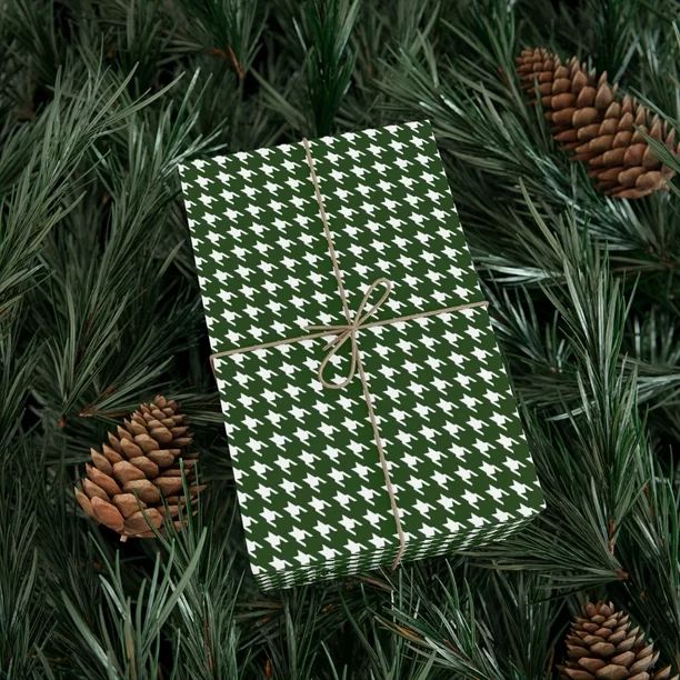 Green Patterned Gift Wrap Paper, Perfect for Christmas and Holidays, 1pc | Walmart (US)