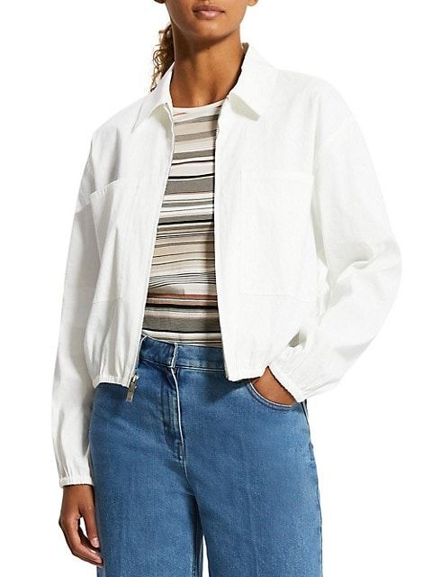 Linen-Blend Bomber Jacket | Saks Fifth Avenue