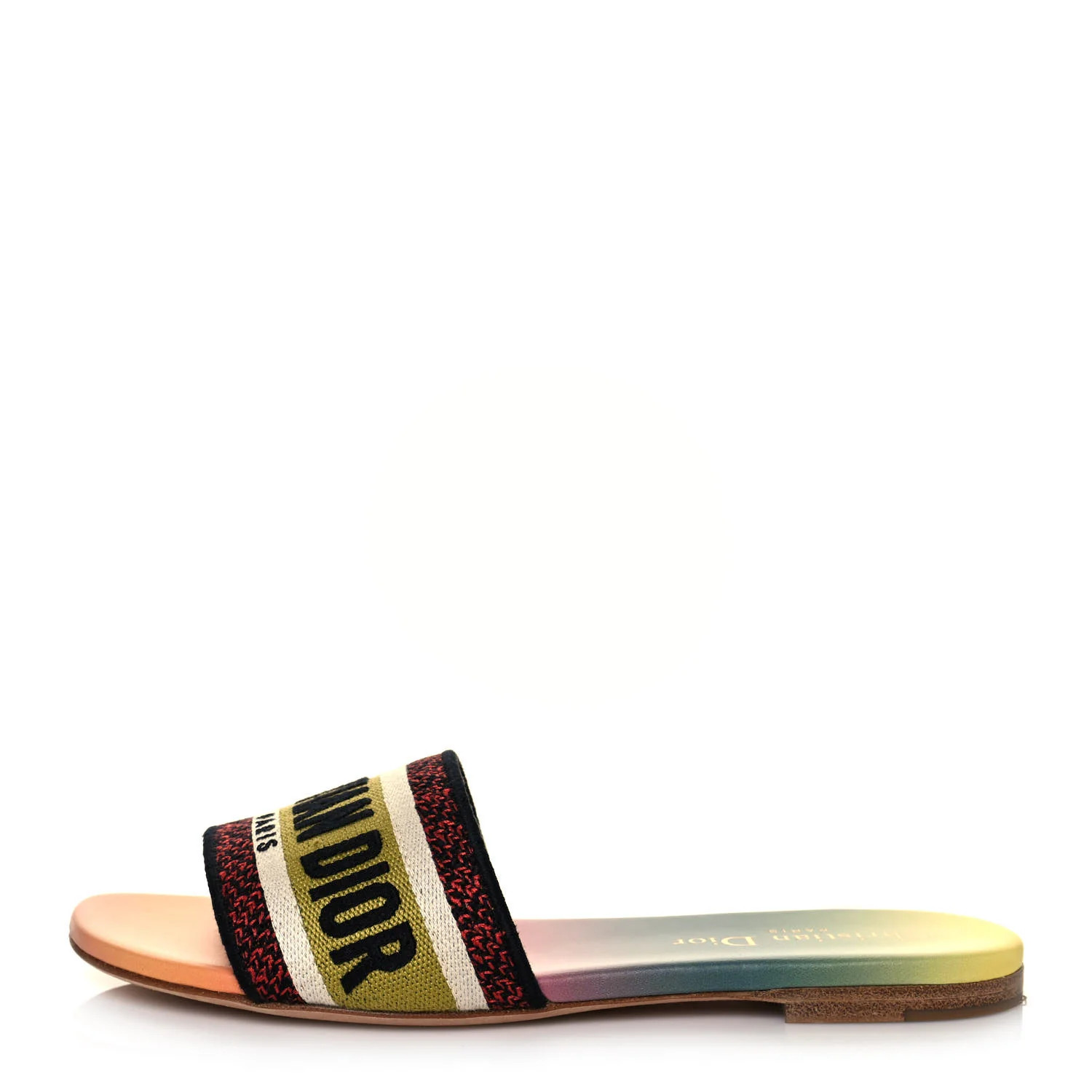 CHRISTIAN DIOR Canvas Embroidered Dioraura Dway Mules Slide Sandals 35 Multicolor | FASHIONPHILE (US)