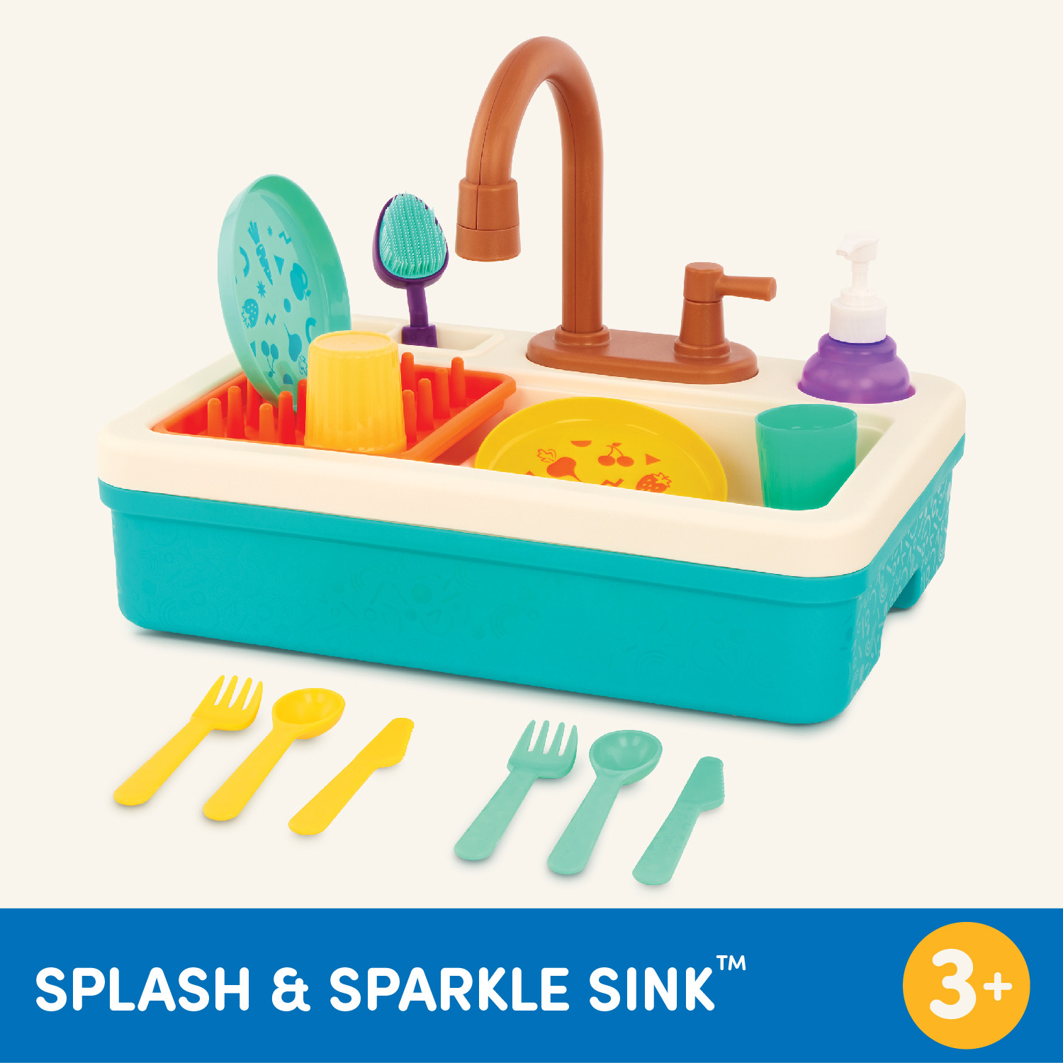 Battat Splash & Sparkle Sink Plastic Real Faucet and Magic Dishes, Toddler and Preschool Toys | Walmart (US)