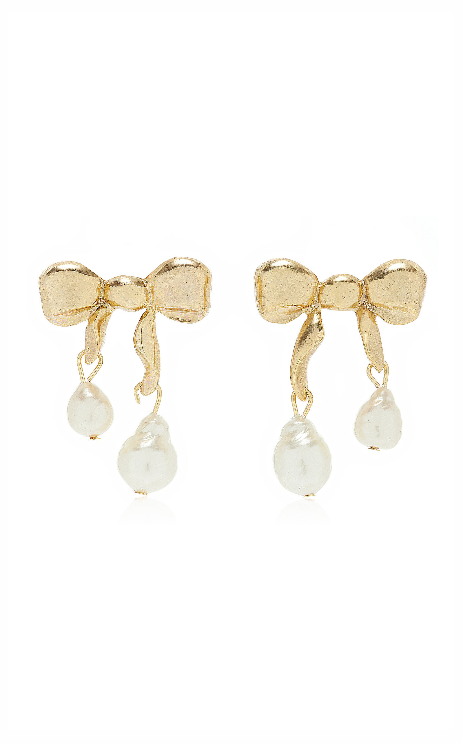 Heart and Bow Pearl Earrings | Moda Operandi (Global)