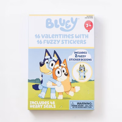 Paper Magic 16ct Bluey Fuzzy Sticker Valentine's Day Exchange Cards | Target