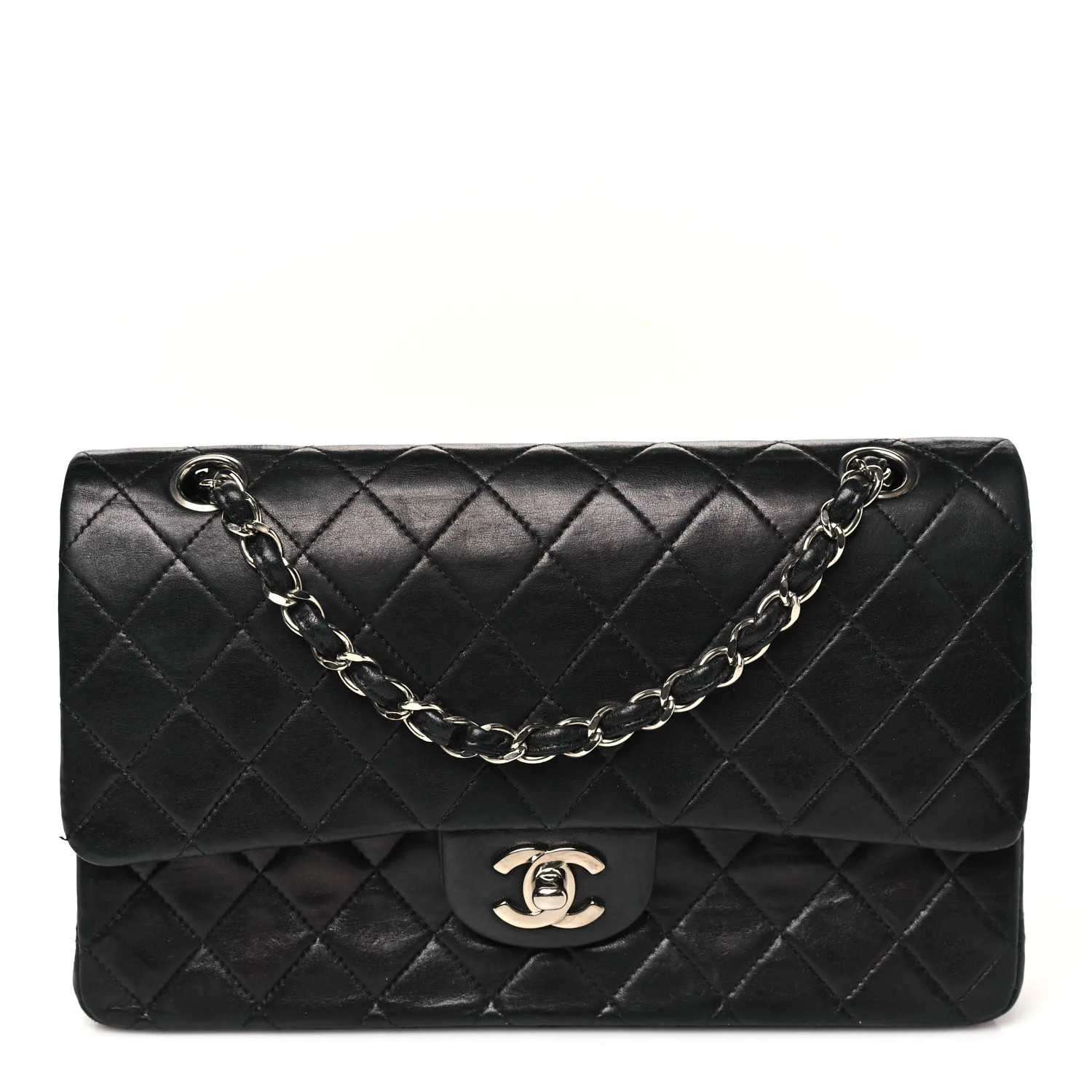 Lambskin Quilted Medium Double Flap Black | FASHIONPHILE (US)
