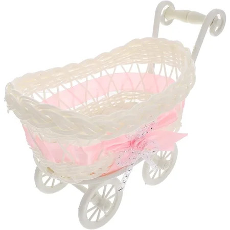 Wicker Stroller Decoration Rattan Baby Carriage Baby Doll Stroller Woven Flower Basket Baby Shower C | Walmart (US)