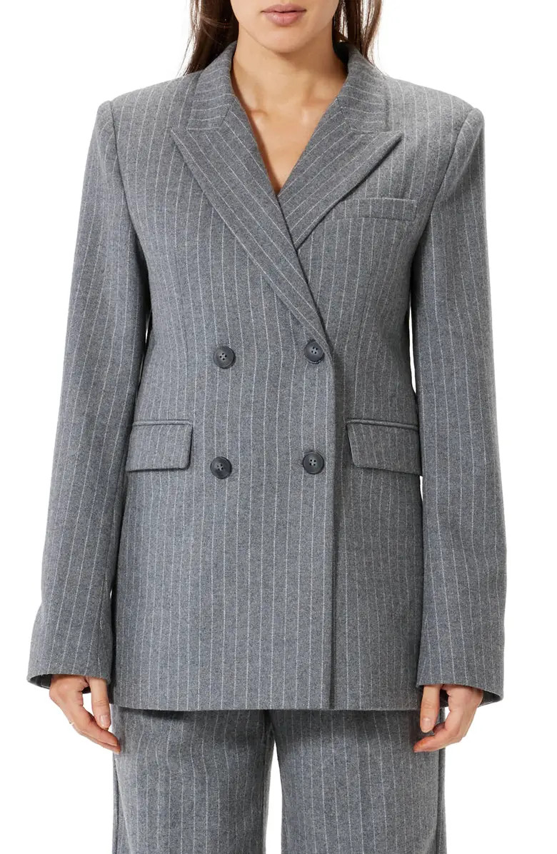 Sophie Rue Roen Pinstripe Double Breasted Wool Blend Blazer | Nordstrom | Nordstrom