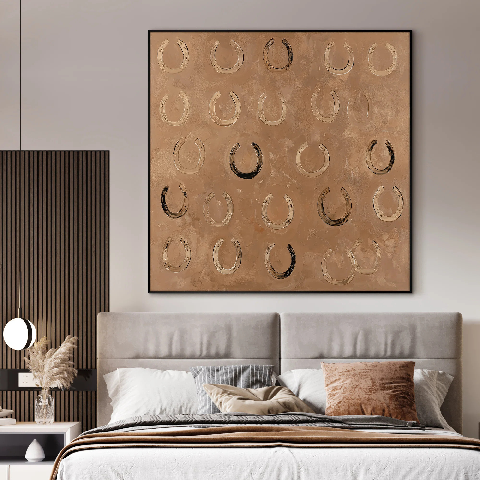 Extra Large Wall Art Fabric Print - Horseshoes Pattern Western Rustic Symbol Art Artwork Decor fo... | Wayfair North America