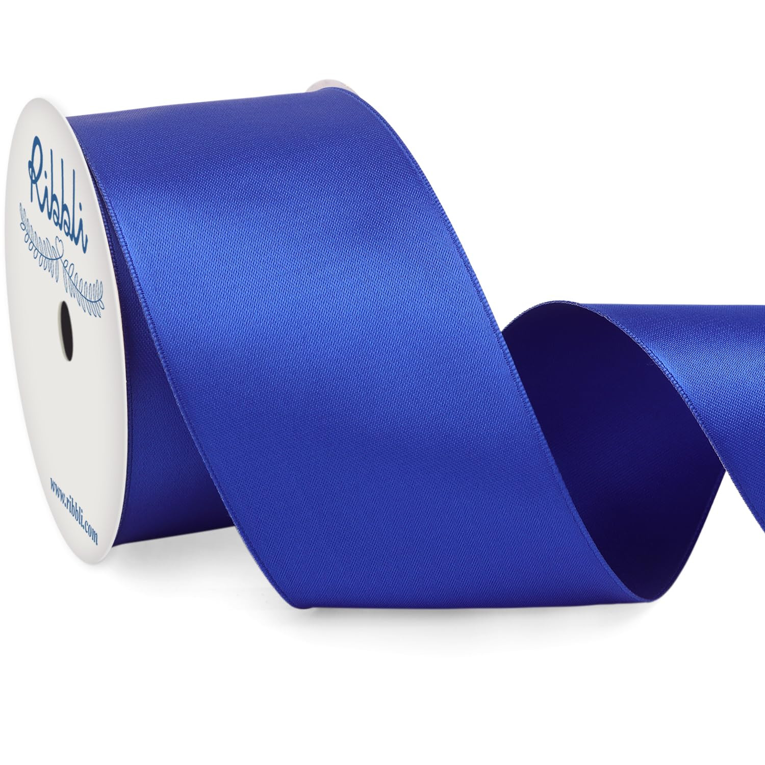 Ribbli Royal Blue Double Faced Satin Wired Ribbon 2.5 Inch Blue Christmas Ribbon for Gift Wrappin... | Amazon (US)
