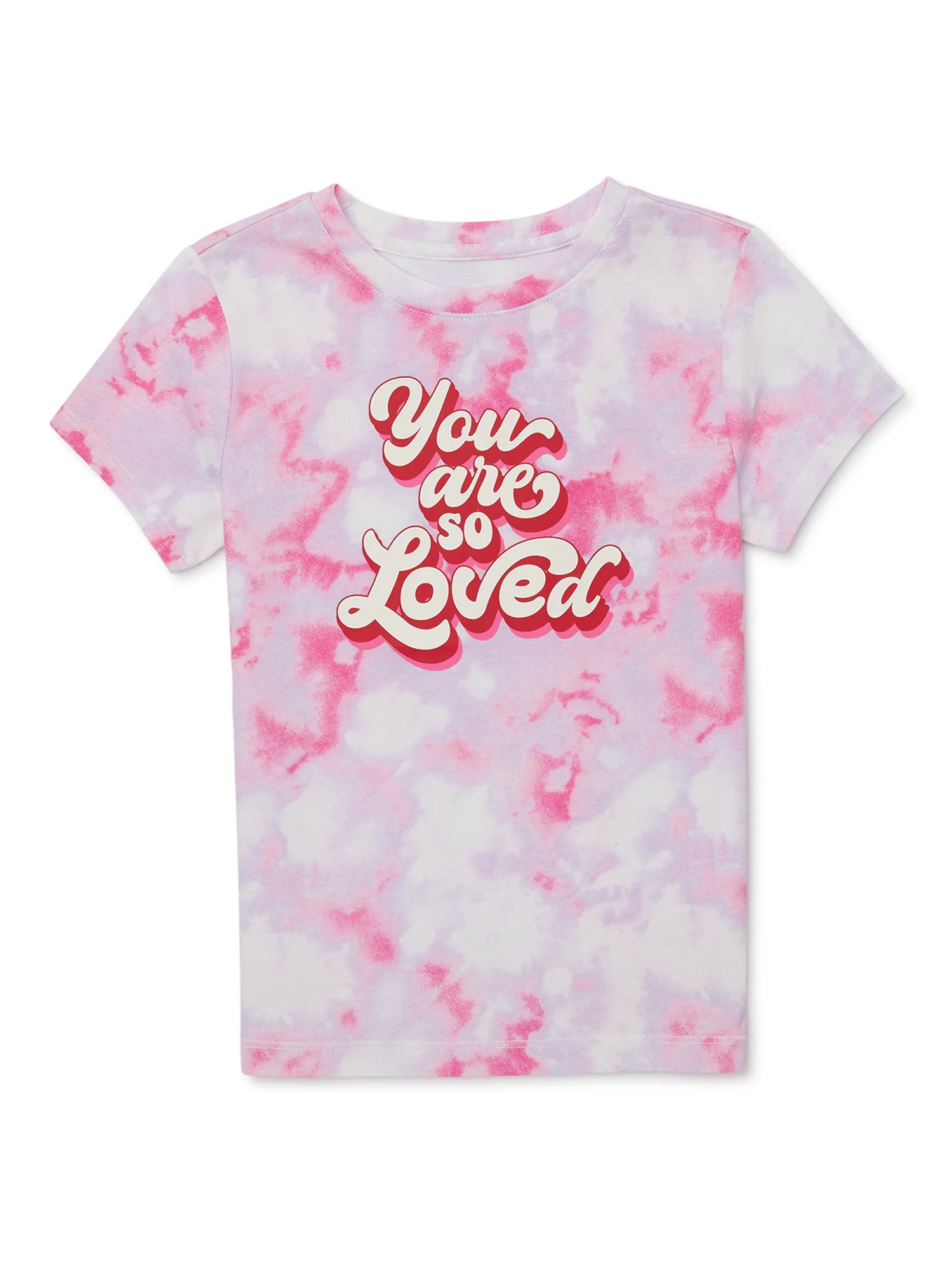 Wonder Nation Girl's Valentines Day Short Sleeve Graphic Tee, Sizes 4-18 | Walmart (US)