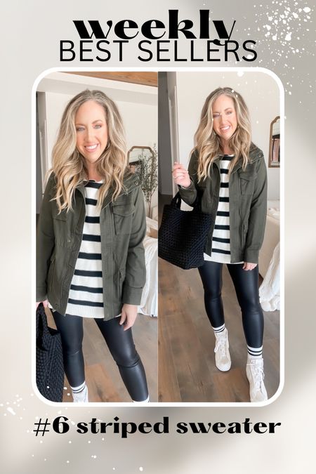 Best sellers of the week: #6 striped tunic sweater size small faux leather leggings winter outfit utility jacket amazon fashion amazon finds 

#LTKunder50