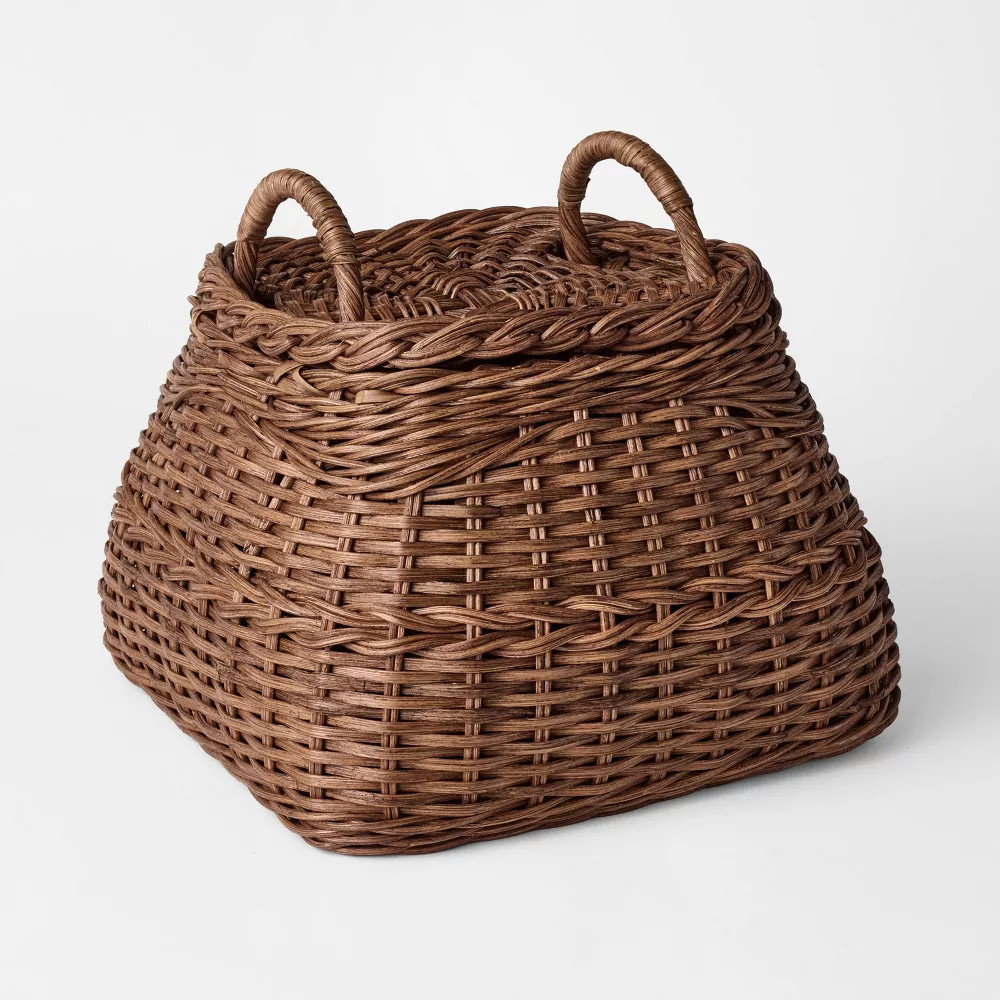 Square Rattan Basket Dark Brown - Threshold designed with Studio McGee | eBay US