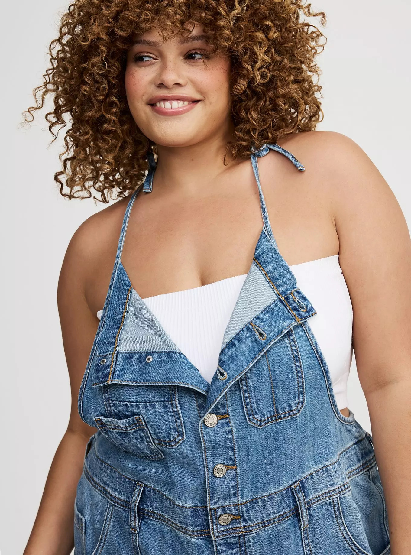 Button Front Denim Overall | Torrid (US & Canada)