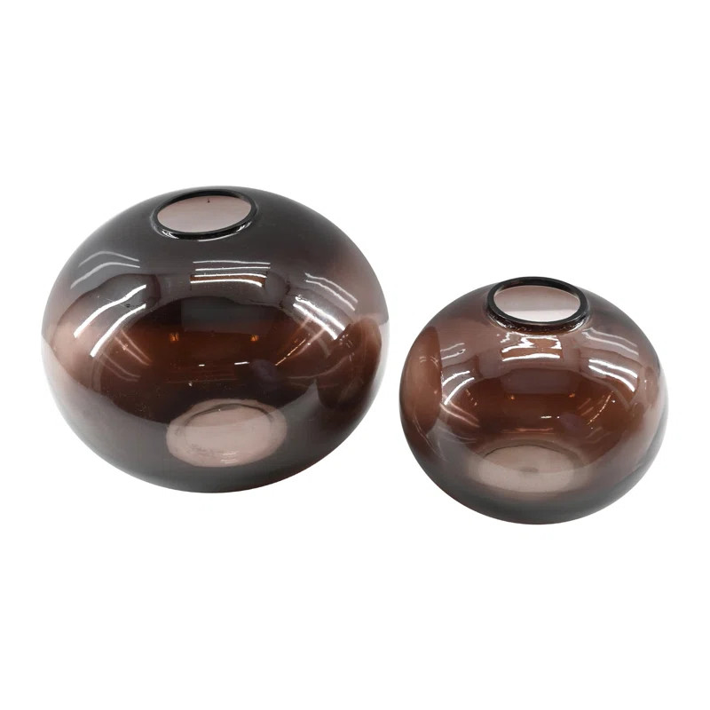 Caspian 2 Piece Handblown Round Glass Vase | Wayfair North America