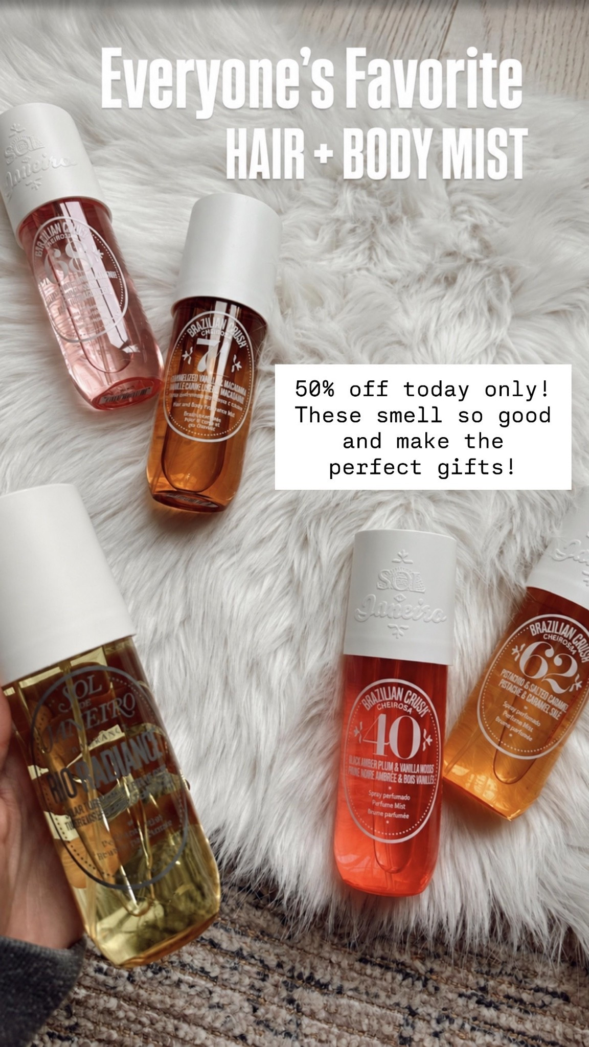 Everyone’s favorite hair and body mist is 50% off select scents today  only at Ulta! I genuinely love every scent that I have tried!