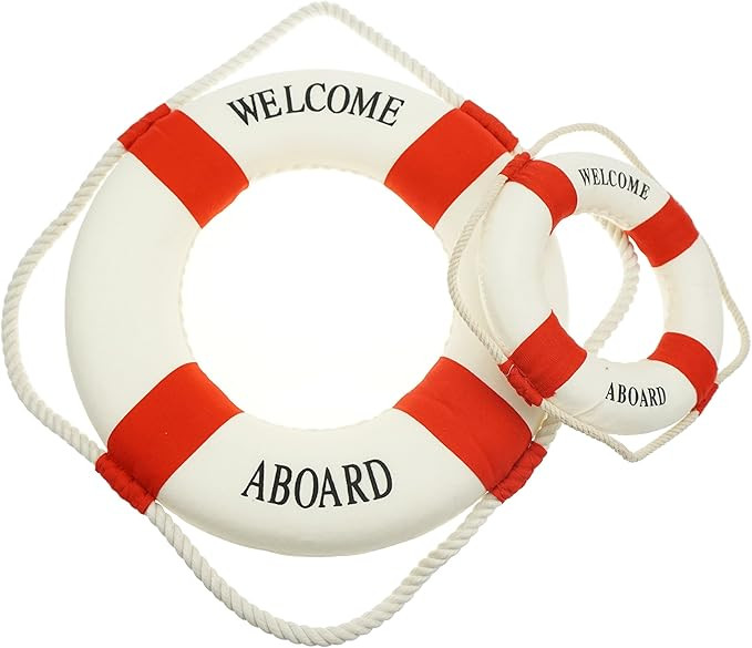Rustic Nautical Decorative Welcome Cloth Life Ring Buoy Home Wall Door Hangings Decor, Red, Pack ... | Amazon (US)