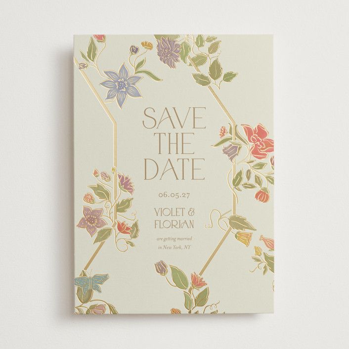 "Radiant Botany" - Customizable Foil-pressed Save The Date Cards in Green by Simona Camp. | Minted