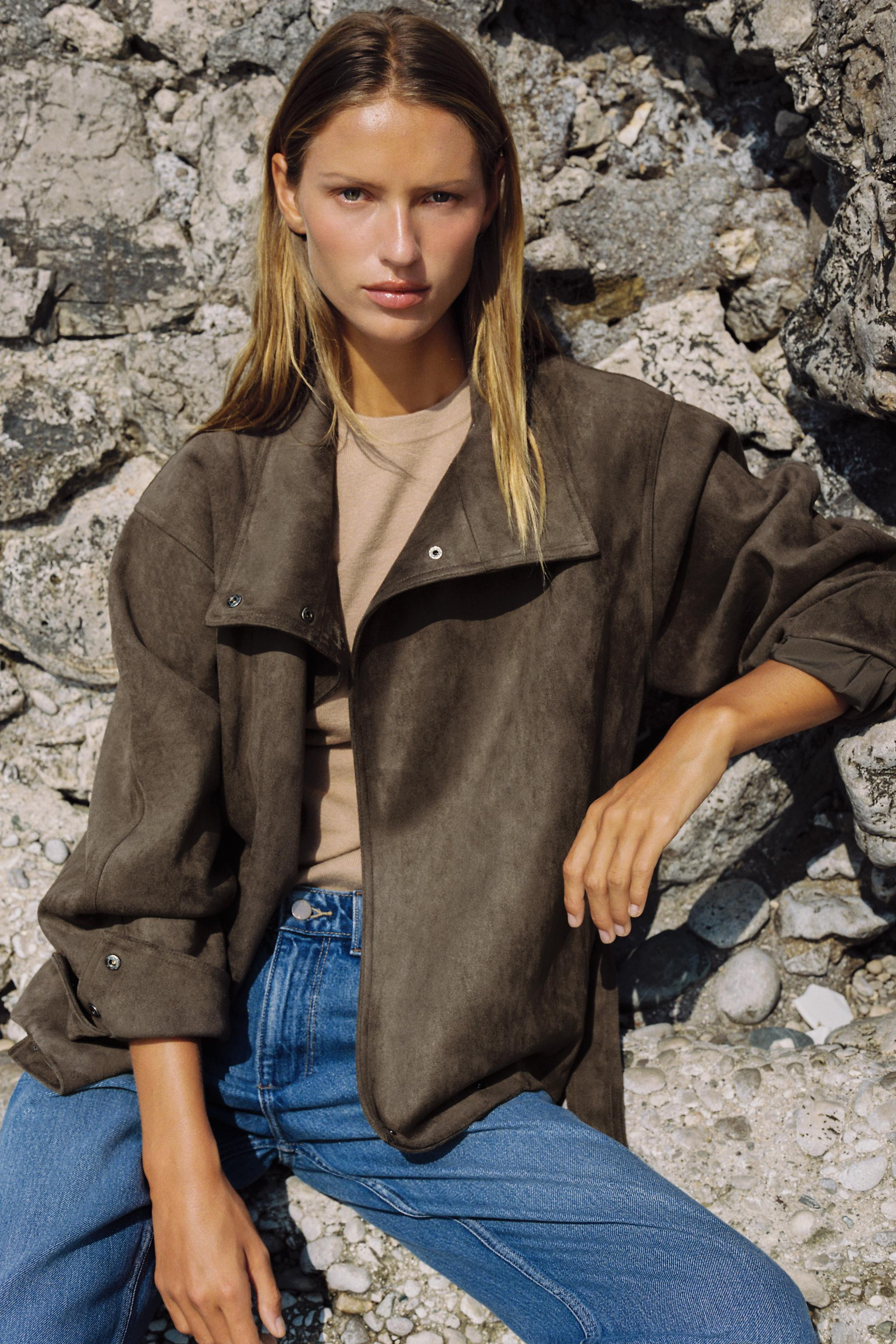 FAUX SUEDE BELTED JACKET | Zara US