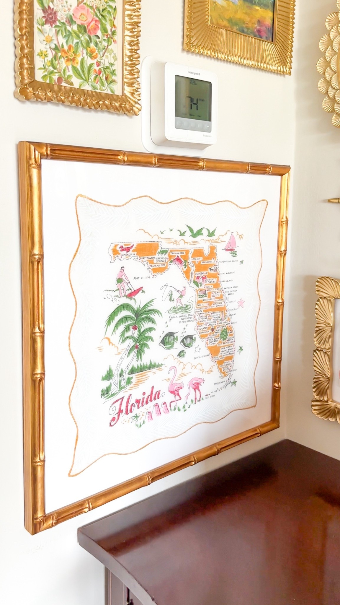 Sharing some 1950s vintage Florida tourism handkerchiefs, similar to the one I have framed in Framebridge’s Mandalay Gold Bamboo frame! 

#LTKHome