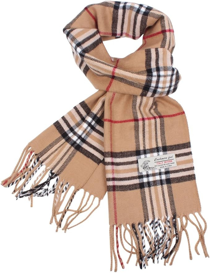 Plaid Cashmere Feel Classic Soft Luxurious Winter Scarf For Men Women | Amazon (US)