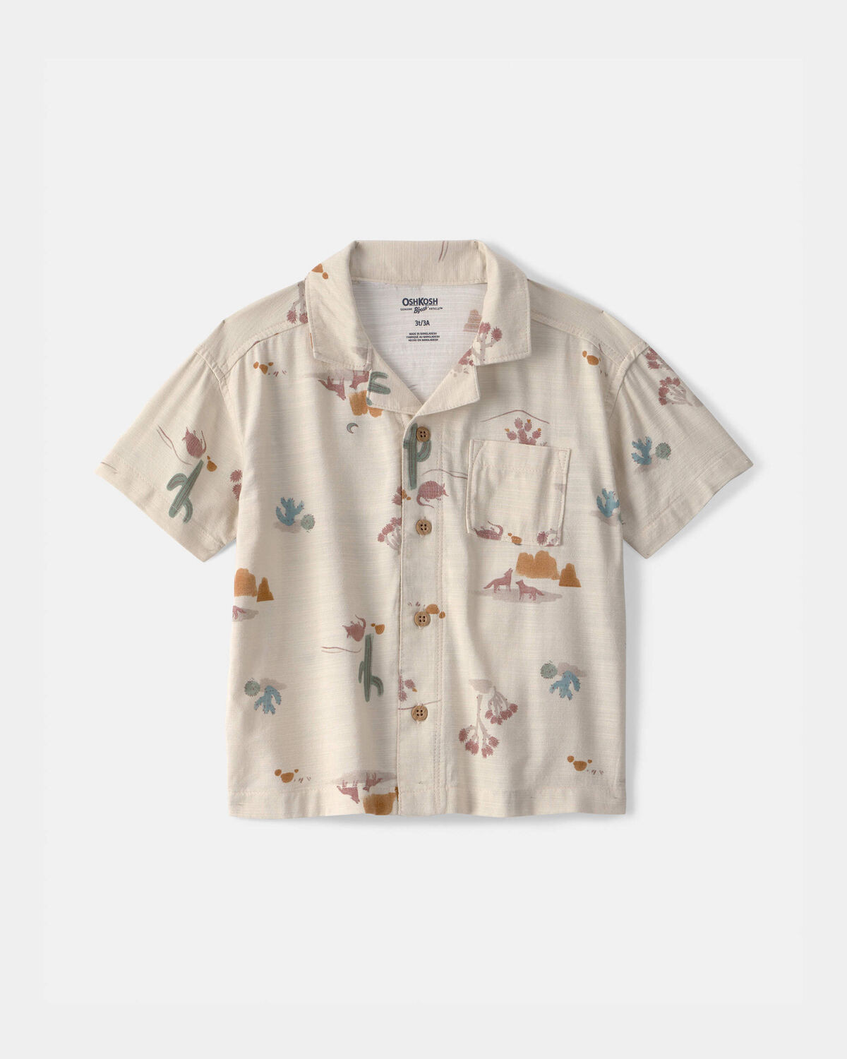 Toddler Boy Desert Short-Sleeve Button-Down Shirt - Beige | Carter's Inc