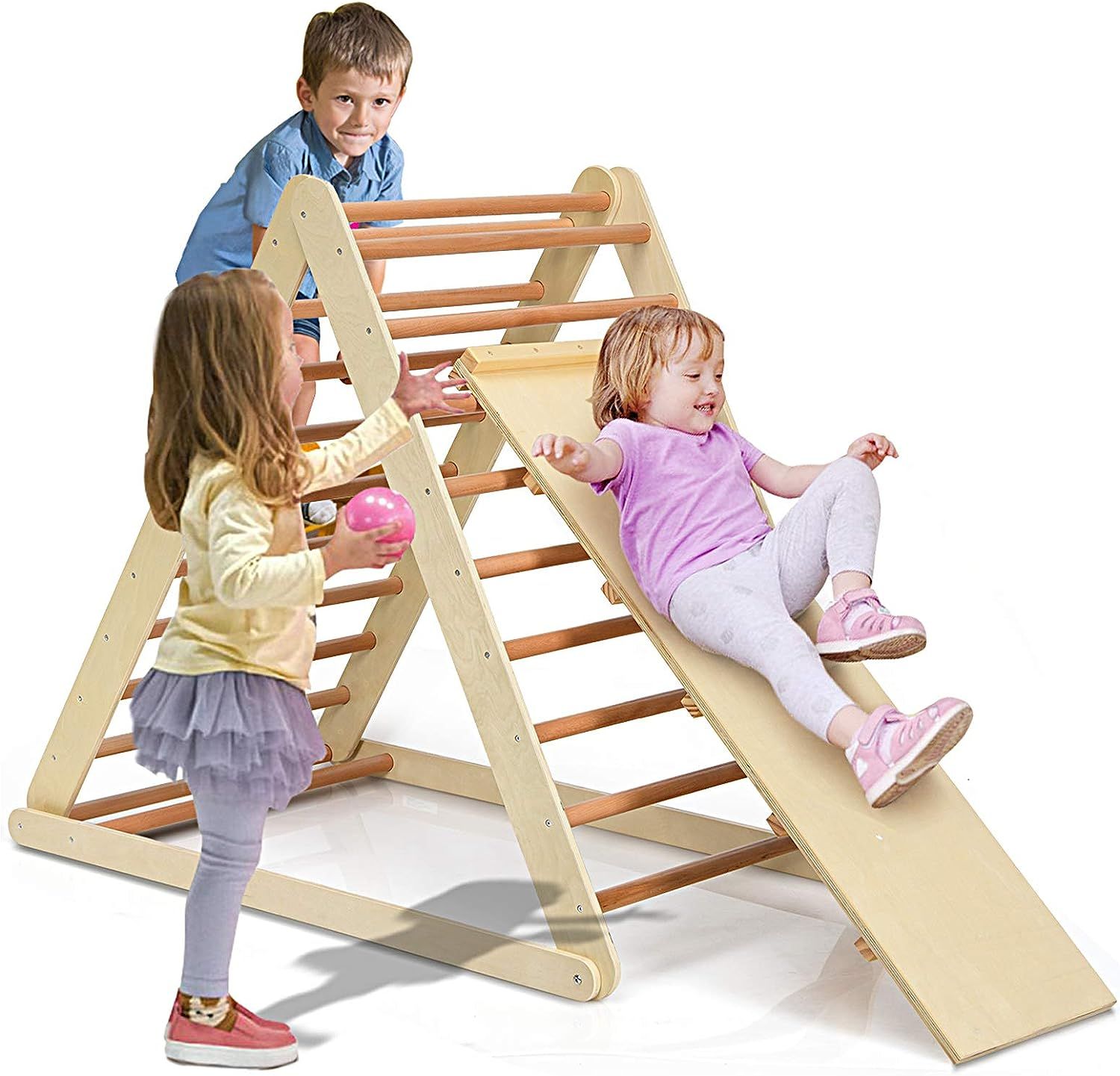 Costzon Foldable Triangle Ladder with Ramp, 3 in 1 Toddler Wooden Activity Climber for Sliding & ... | Amazon (US)