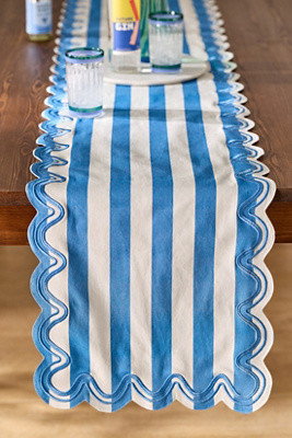 Madeline Embroidered Striped Table Runner | Anthropologie (US)