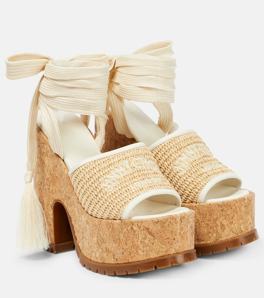 Jimmy Choo Gal Wedge 130 raffia platform sandals | Mytheresa (US/CA)