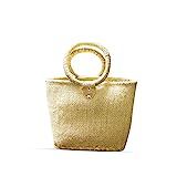 Elly Décor 15" Straw Bag Made of Handwoven Palm Tote Wicker Basket with Handles Artistic Handbags Id | Amazon (US)